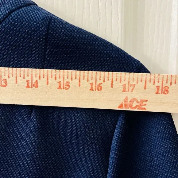 Vtg Butte Knit A Line Dress Dacron Polyester Gogo Mod 60s Navy Blue Smock Coat - Picture 5 of 9